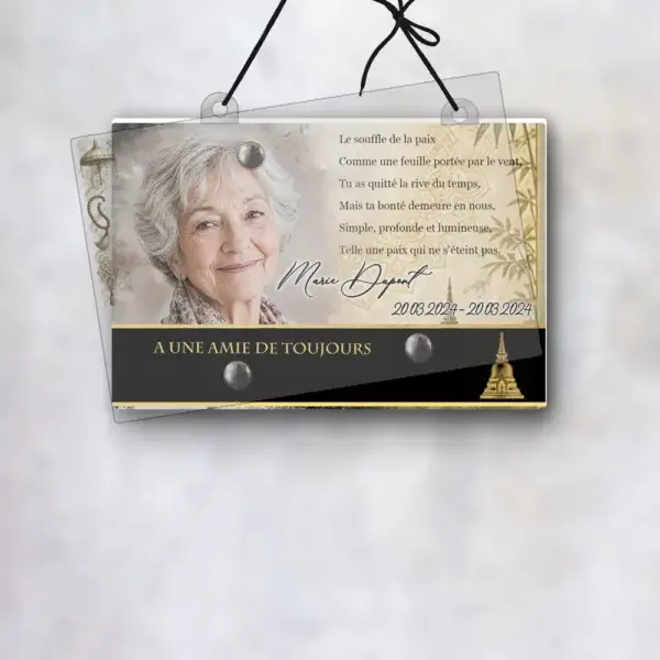 Plaque funéraire panoramique bouddhiste suspendue par cordelette, kit de fixation inclus, 1er sous-décor