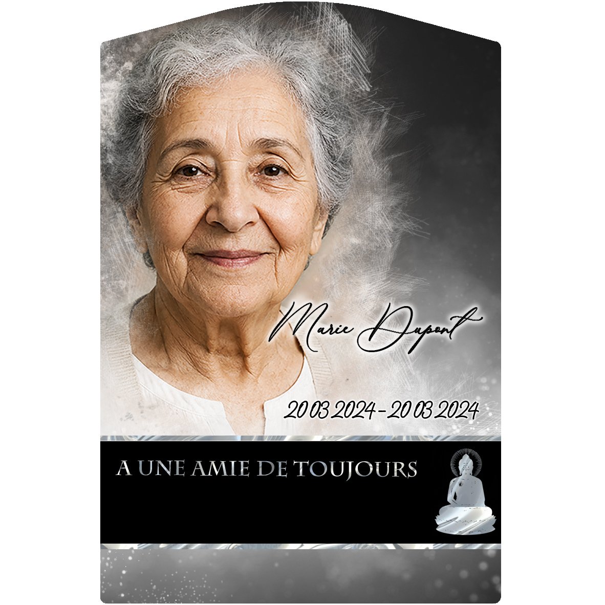 Plaque Stèle Bouddhiste effet Pastel, ambiance complète portrait + fond