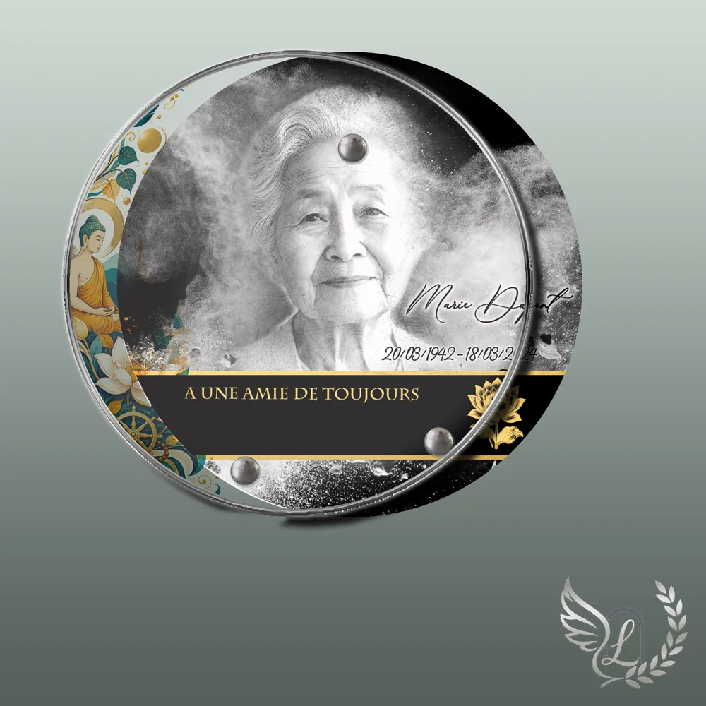 Plaque funéraire Bouddhiste en forme Circulaire, hommage refuge