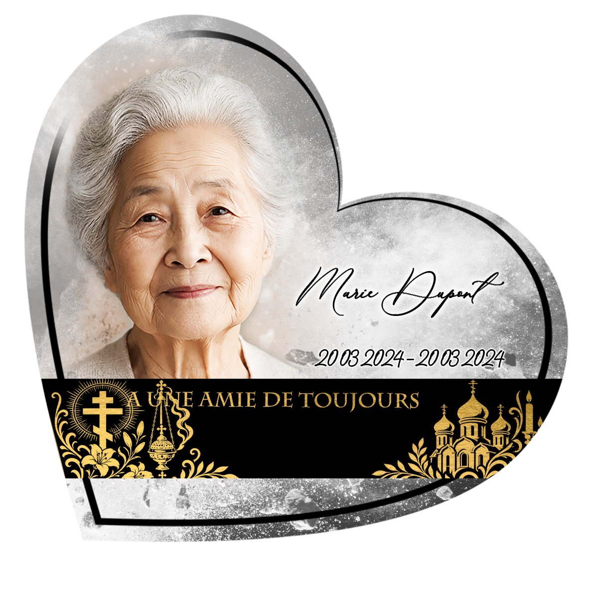 Plaque Cœur Orthodoxe effet Éclat, ambiance complète portrait + fond