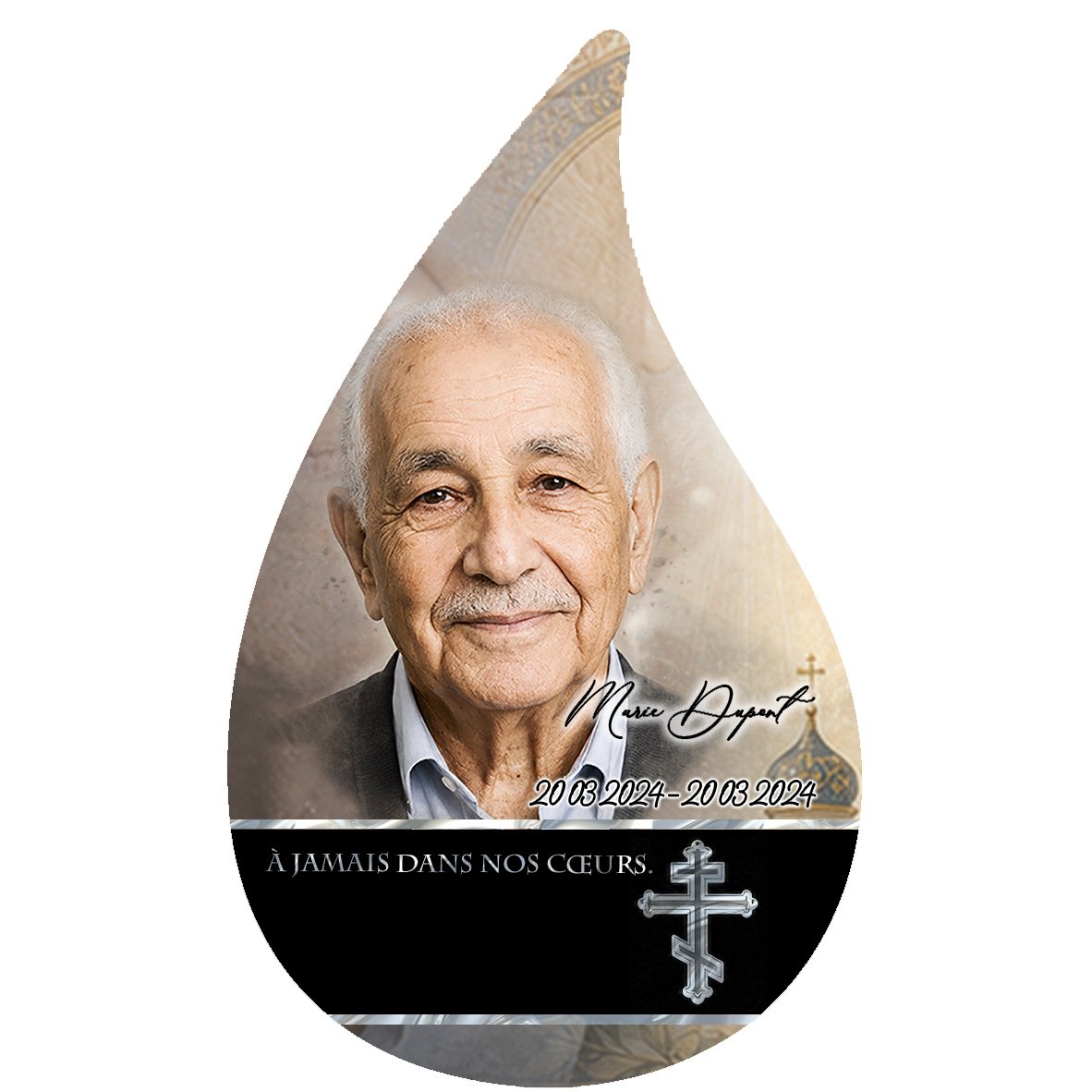 Plaque Flamme Orthodoxe effet Crayon, ambiance complète portrait + fond