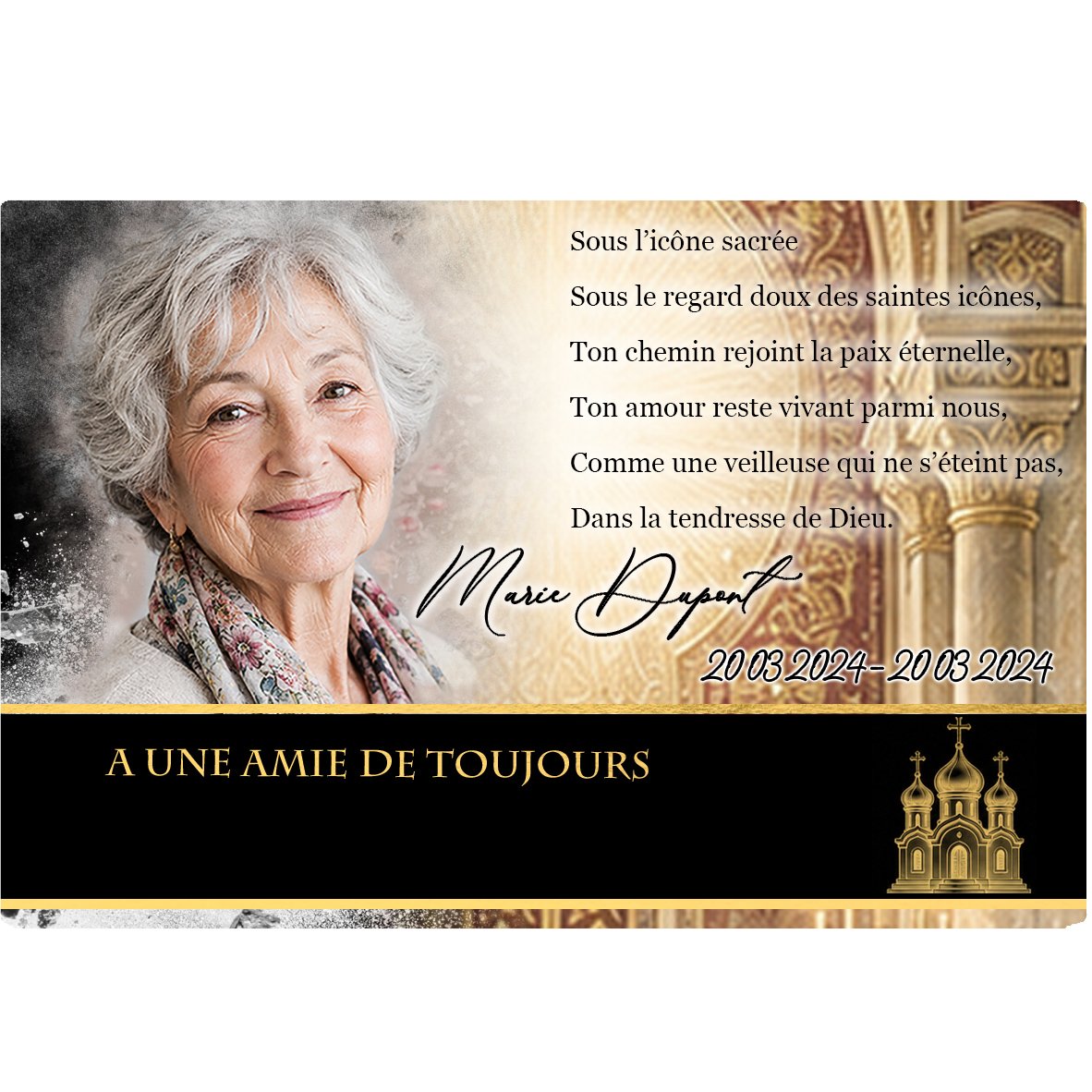 Plaque Panoramique Orthodoxe effet Éclat, ambiance complète portrait + fond