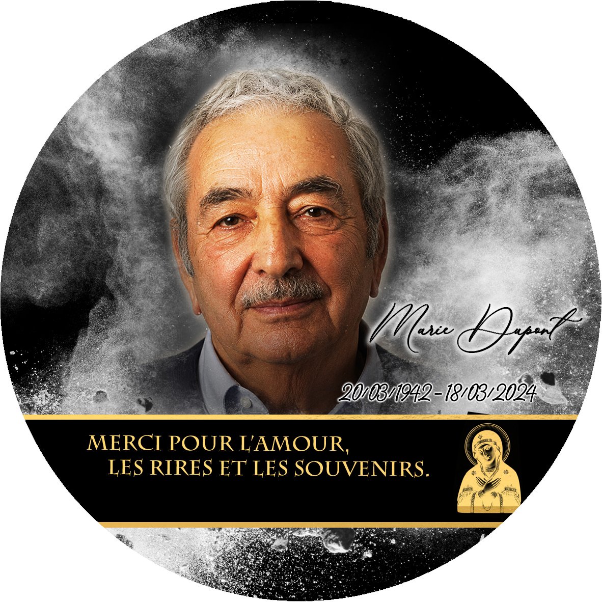 Plaque Circulaire Orthodoxe effet Éclat, ambiance complète portrait + fond