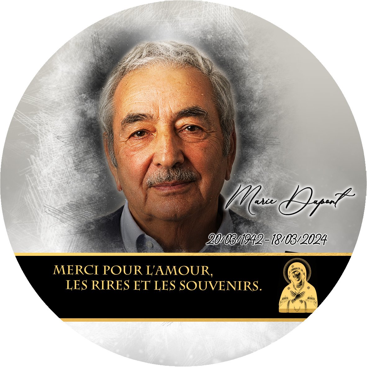 Plaque Circulaire Orthodoxe effet Pastel, ambiance complète portrait + fond