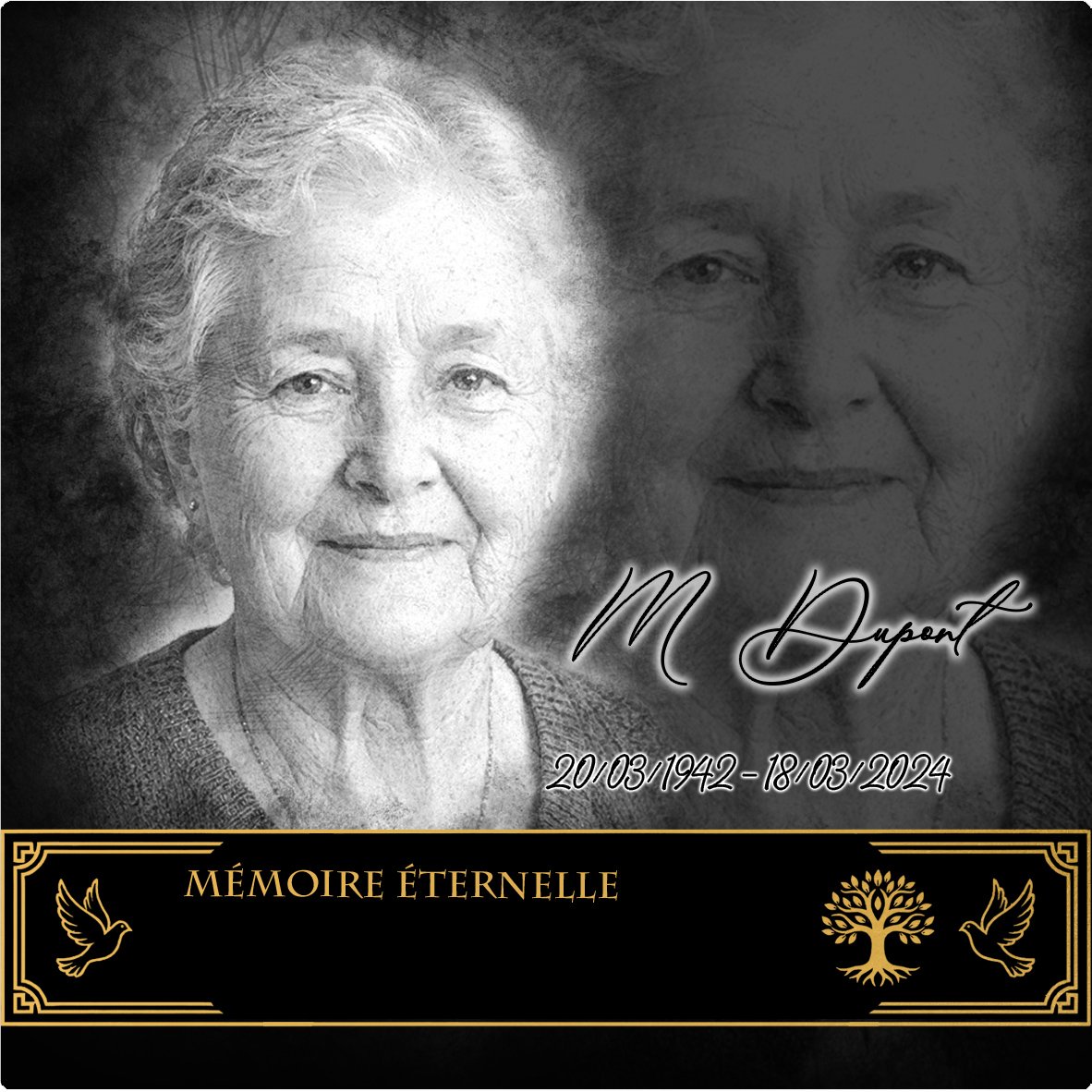 Plaque Carré Laïque effet Crayon, ambiance complète portrait + fond