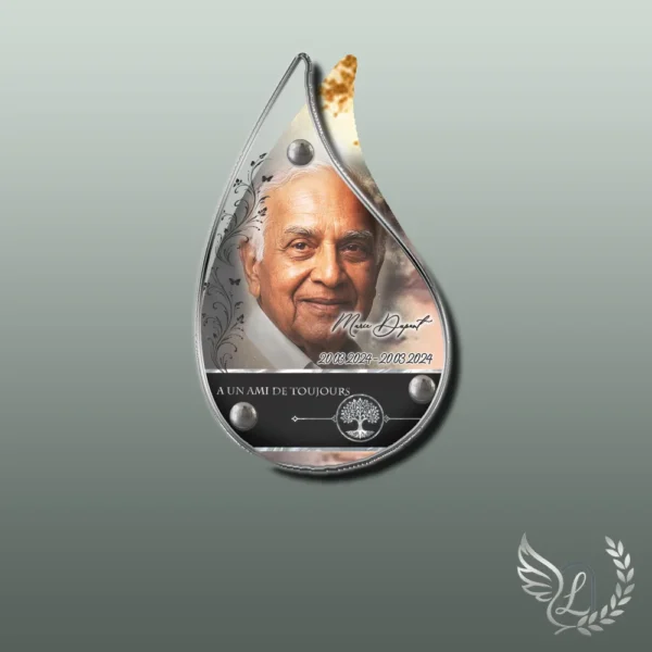 Plaque funéraire flamme laïque collée sur pierre tombale, double-face professionnel inclus, 1er sous-décor du thème