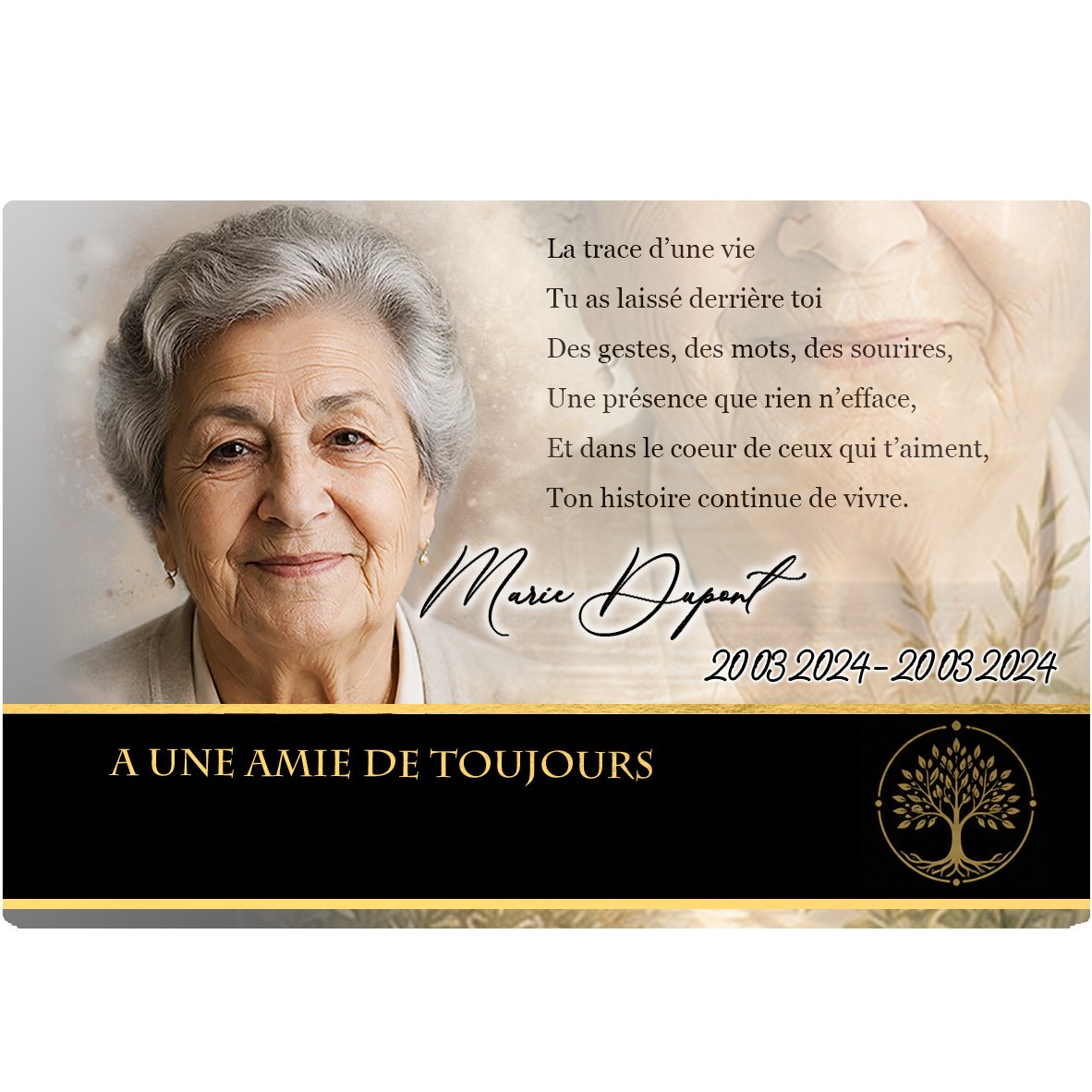 Plaque Panoramique Laïque effet Crayon, ambiance complète portrait + fond