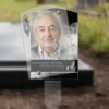 Plaque funéraire rectangle laïque plantée par appendice plexiglas, sol meuble ou pot, 1er sous-décor