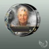 Plaque funéraire médaillon rond laïque collée sur pierre tombale, double-face professionnel inclus, 1er sous-décor du thème