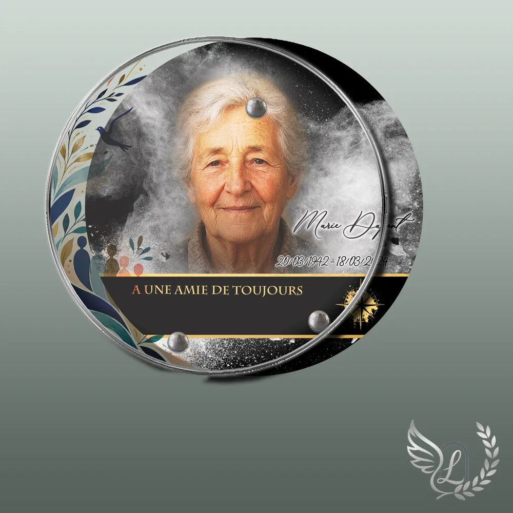 Plaque funéraire Laïque en forme Circulaire, hommage refuge