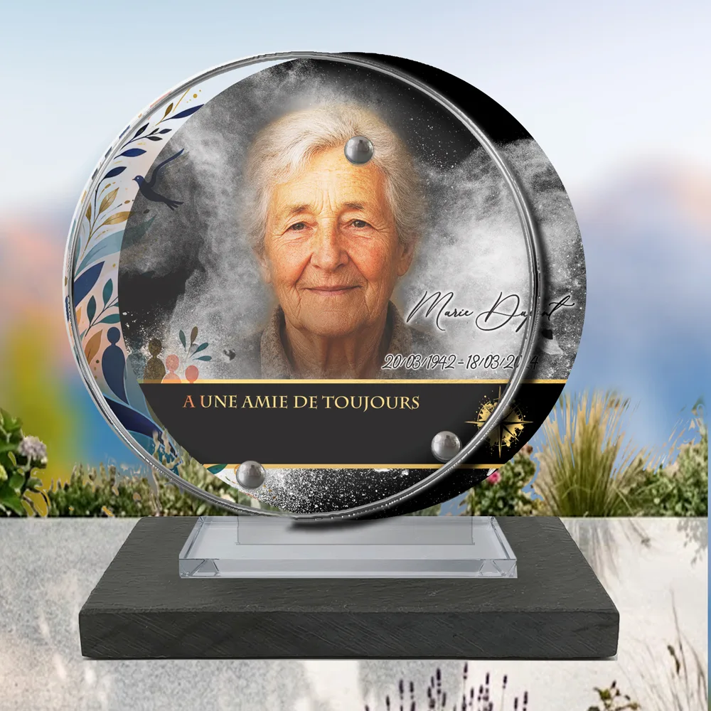 Plaque Circulaire Laïque à poser sur socle ardoise du Brésil