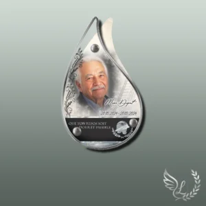 Plaque funéraire flamme pompier collée sur pierre tombale, double-face professionnel inclus, 1er sous-décor du thème