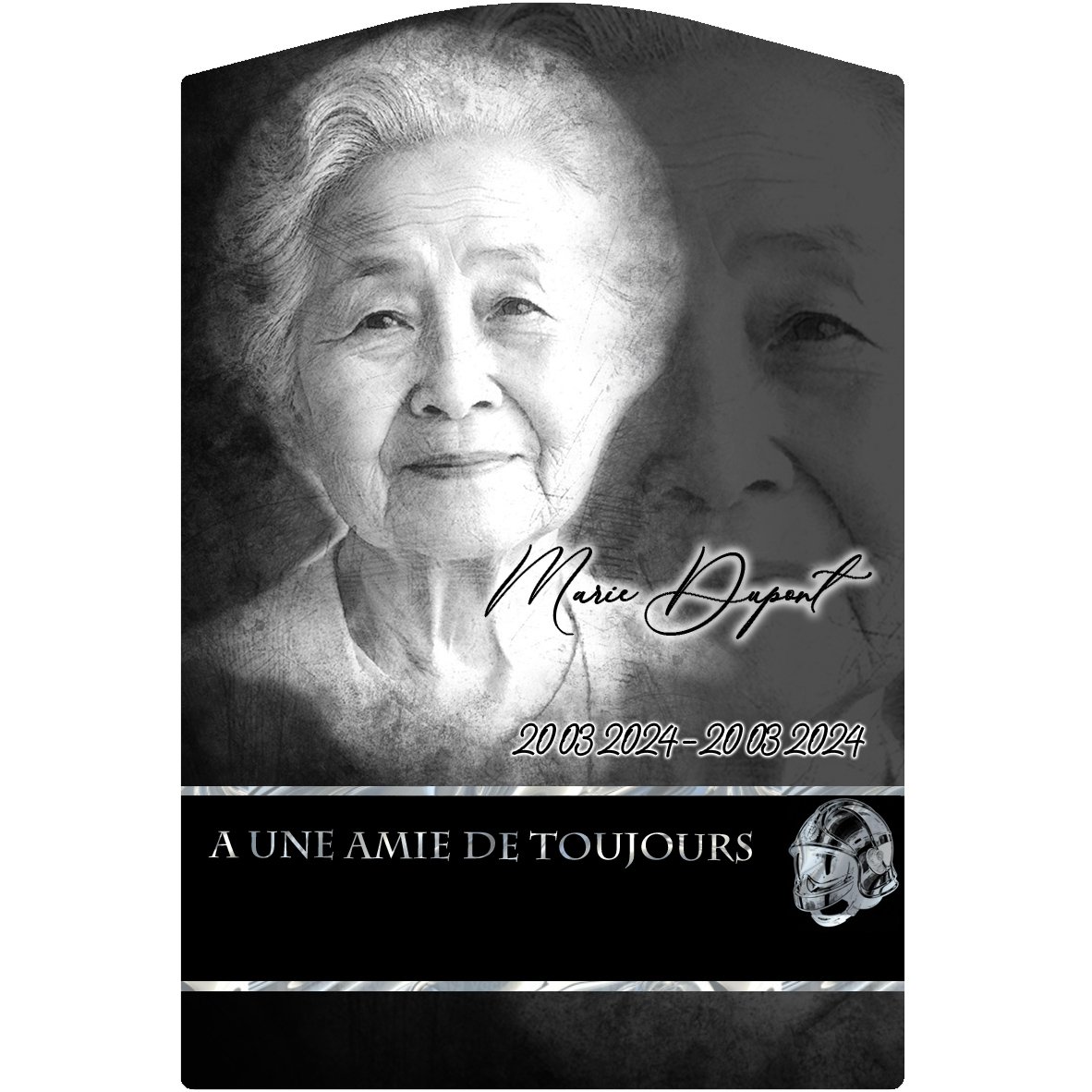 Plaque Stèle Pompier effet Crayon, ambiance complète portrait + fond