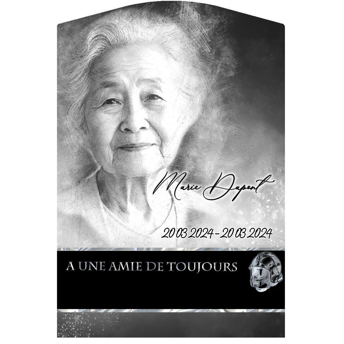 Plaque Stèle Pompier effet Pastel, ambiance complète portrait + fond