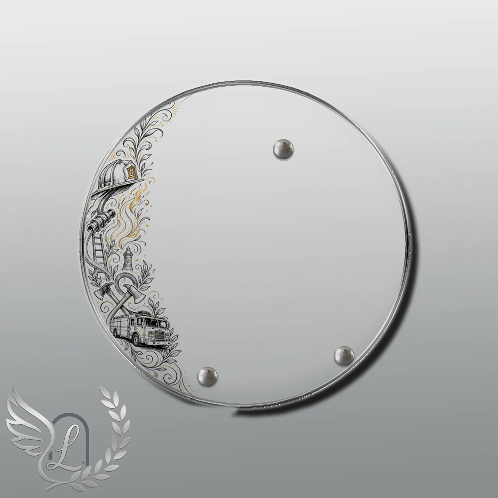Plaque Circulaire Pompier nue motif 01
