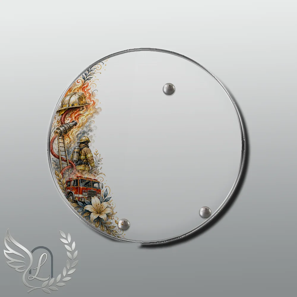 Plaque Circulaire Pompier nue motif 02
