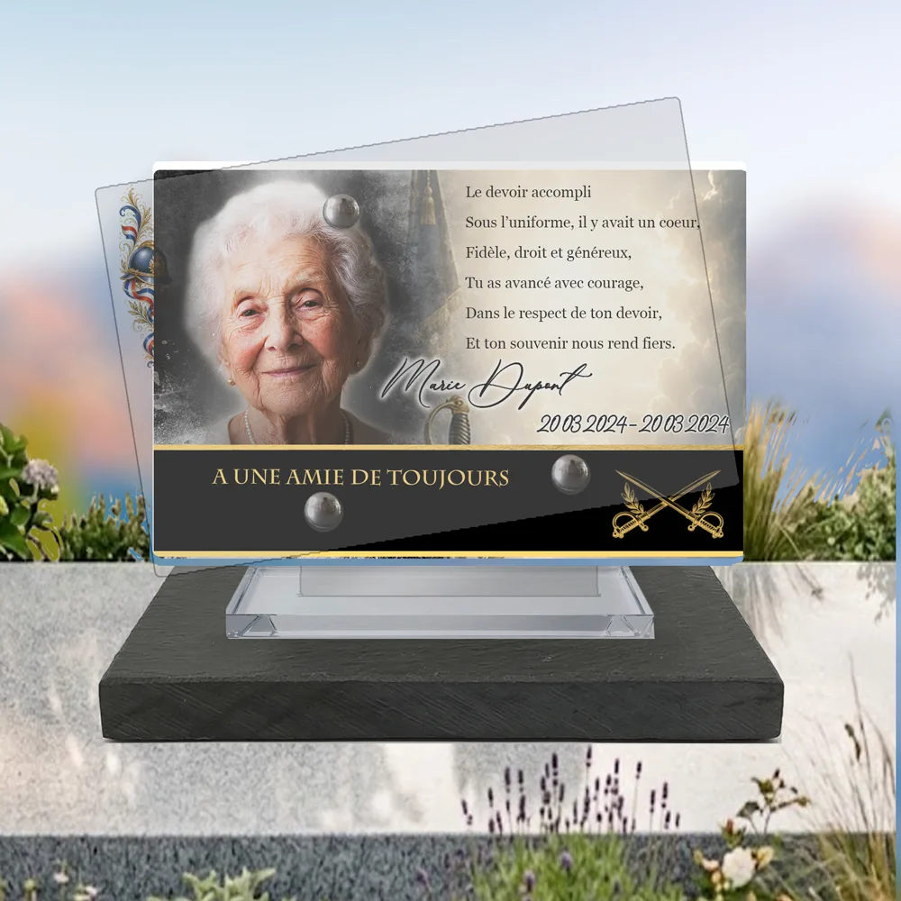 Plaque Panoramique Militaire à poser sur socle ardoise du Brésil