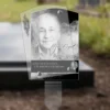 Plaque funéraire rectangle militaire plantée par appendice plexiglas, sol meuble ou pot, 1er sous-décor