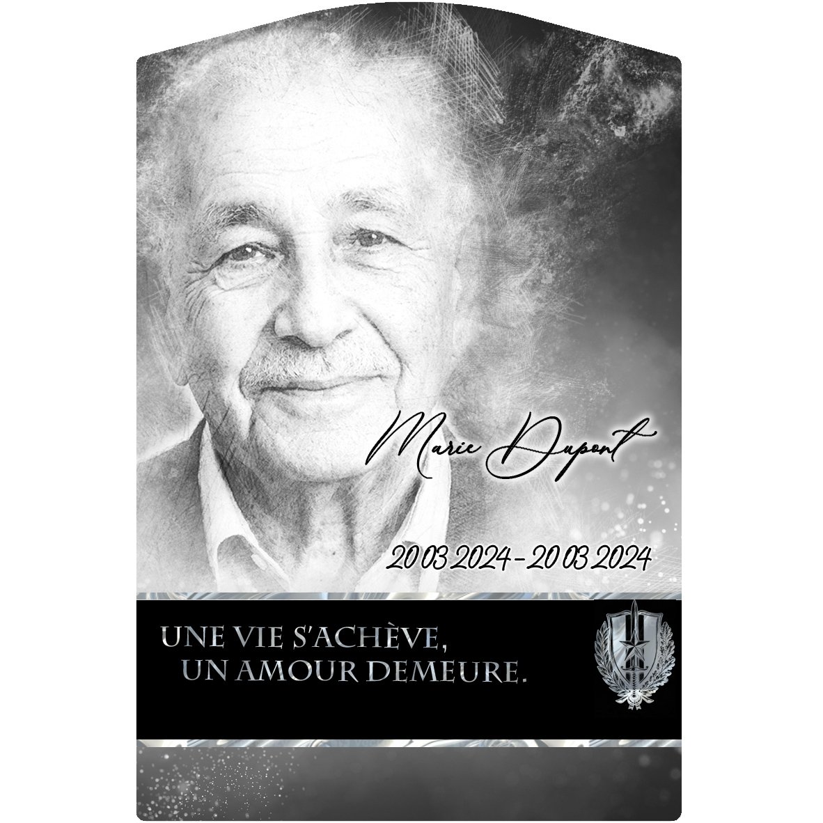 Plaque Stèle Militaire effet Pastel, ambiance complète portrait + fond