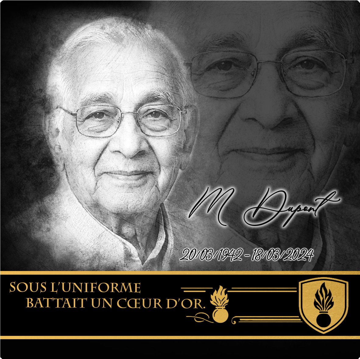Plaque Carré Gendarme effet Crayon, ambiance complète portrait + fond