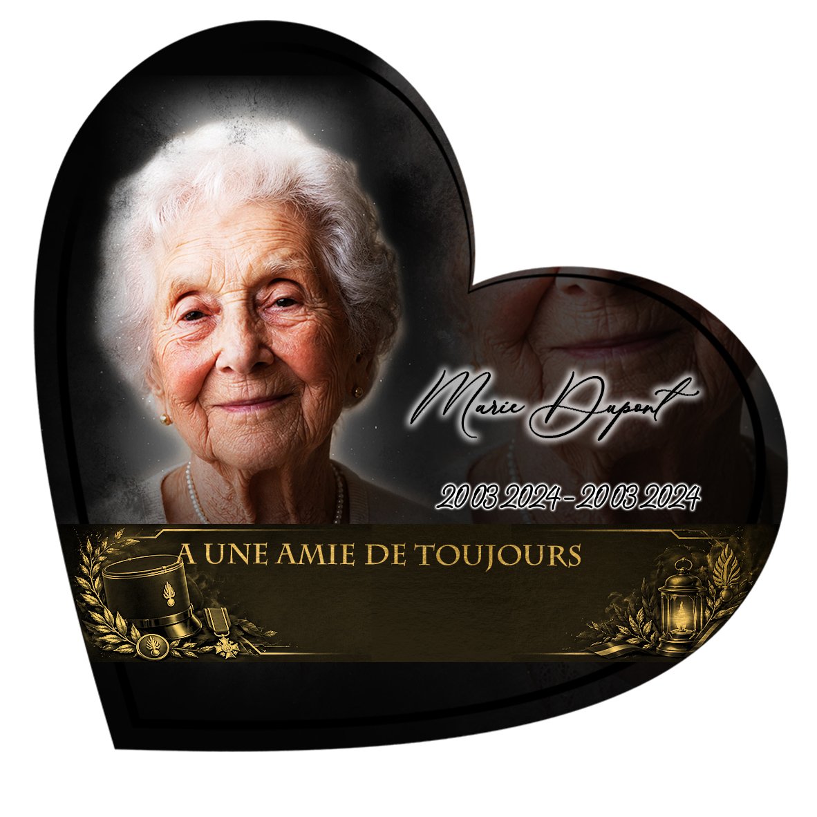 Plaque Cœur Gendarme effet Crayon, ambiance complète portrait + fond