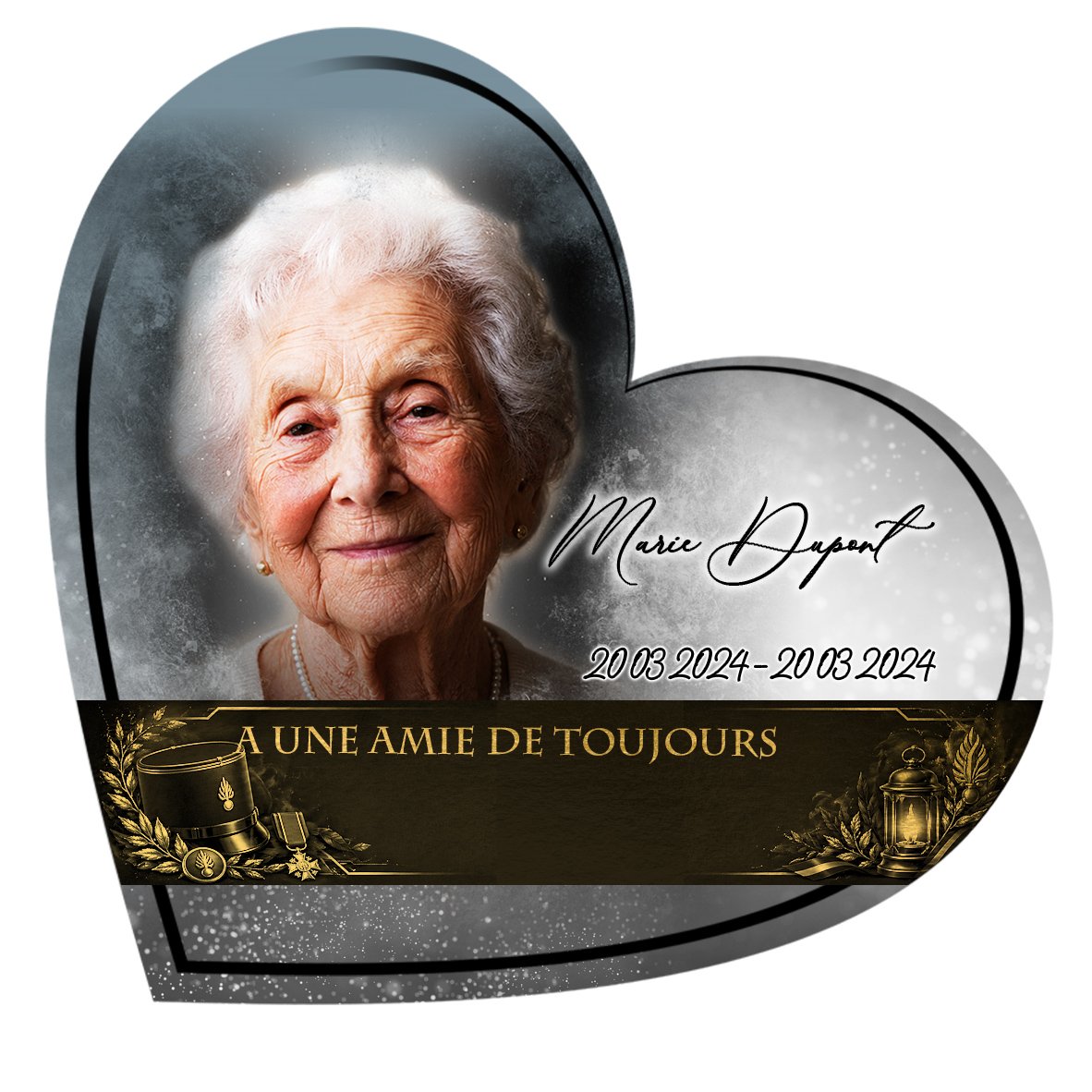 Plaque Cœur Gendarme effet Pastel, ambiance complète portrait + fond