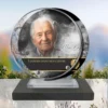 Plaque funéraire médaillon rond gendarme posée sur socle ardoise du Brésil, fixation inox, 1er sous-décor