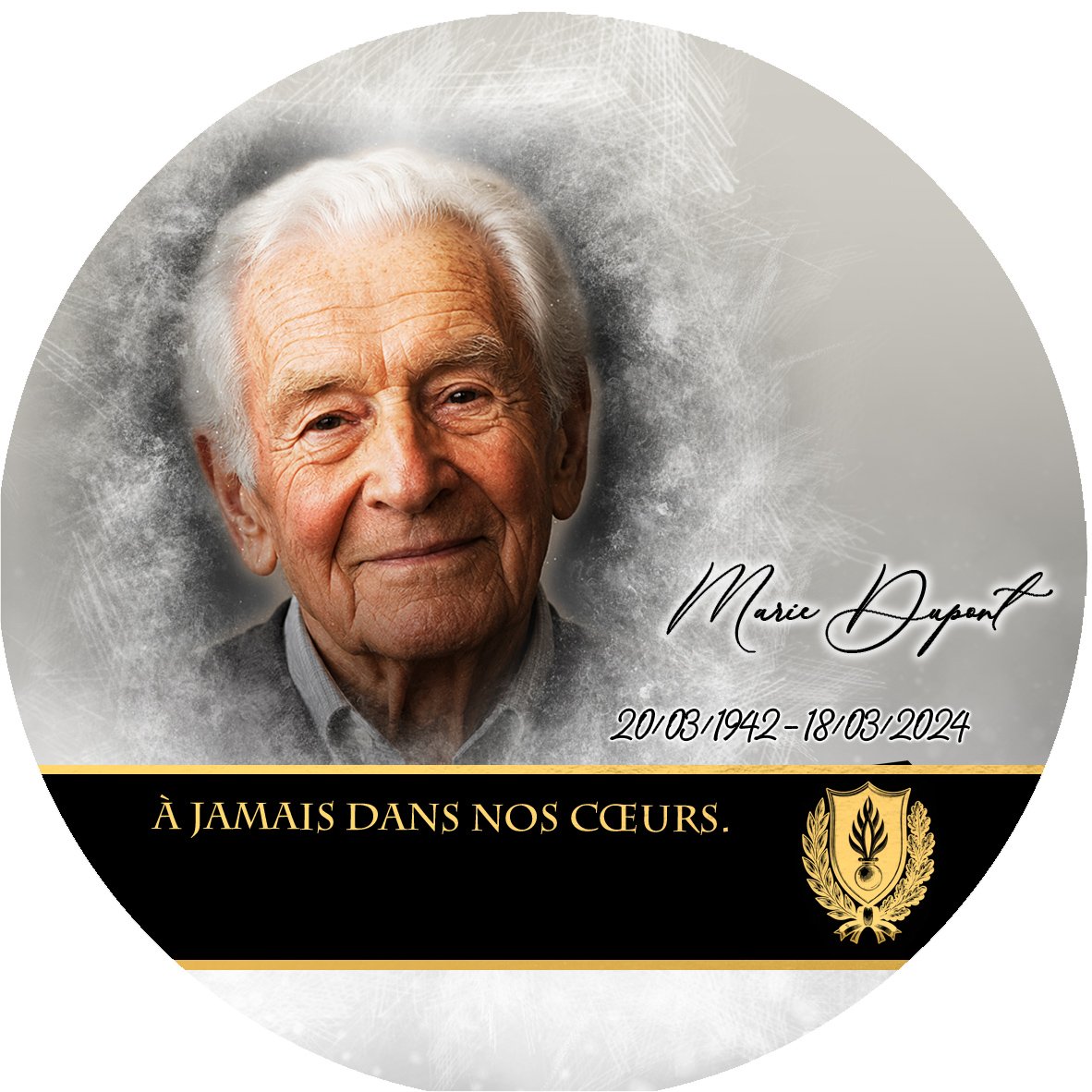 Plaque Circulaire Gendarme effet Pastel, ambiance complète portrait + fond