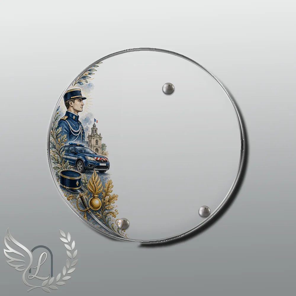 Plaque Circulaire Gendarme nue motif 02