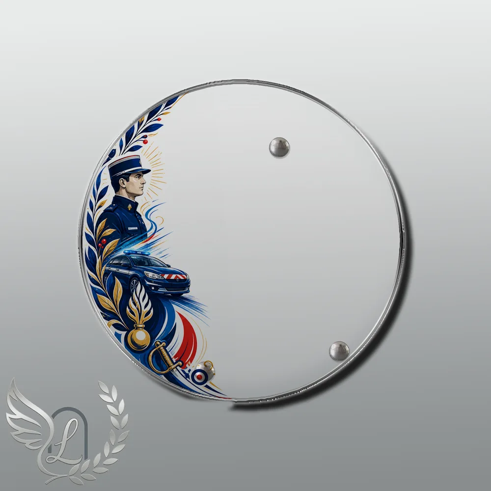 Plaque Circulaire Gendarme nue motif 03