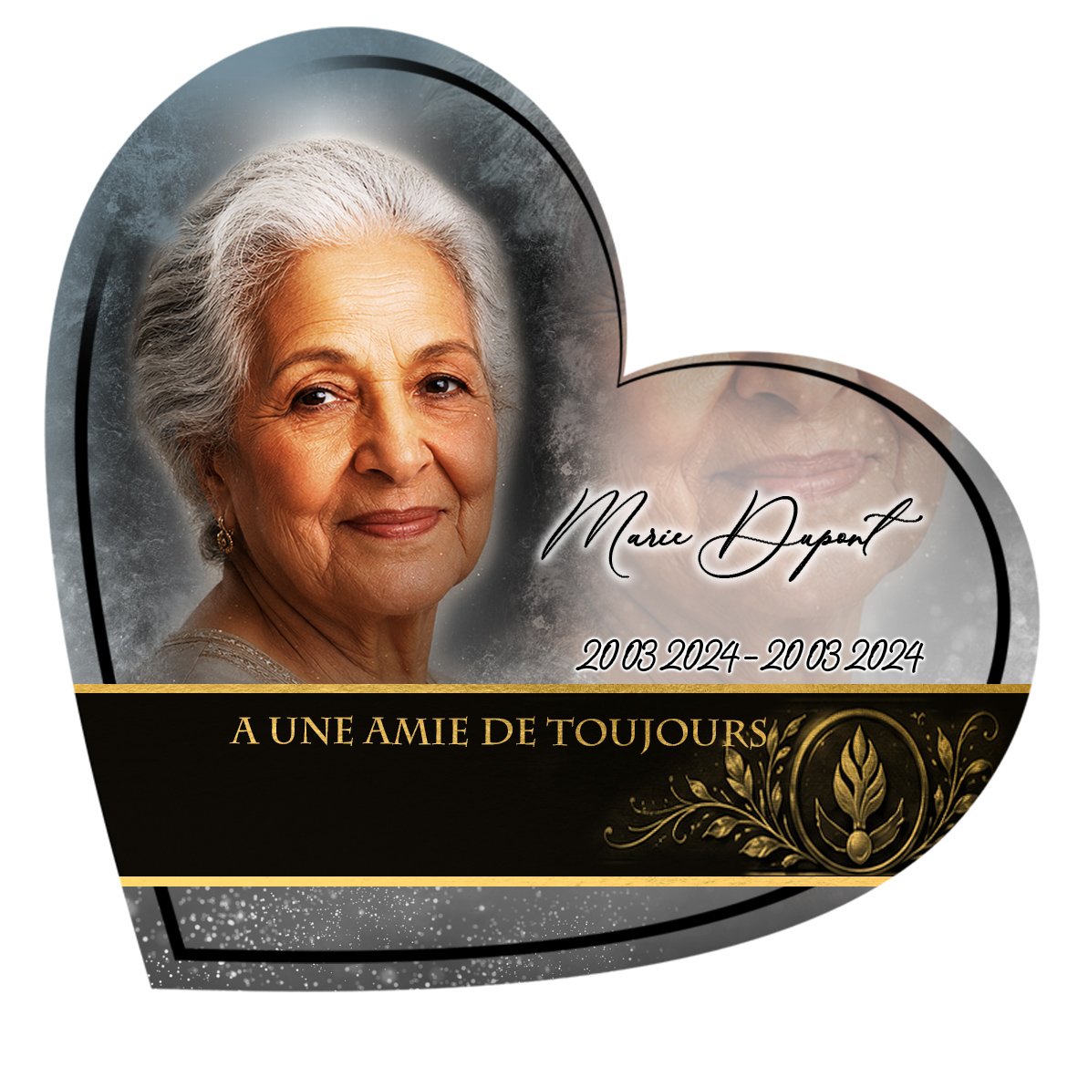 Plaque Cœur Police effet Pastel, ambiance complète portrait + fond