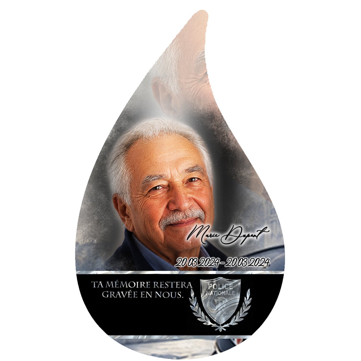 Plaque Flamme Police effet Pastel, ambiance complète portrait + fond