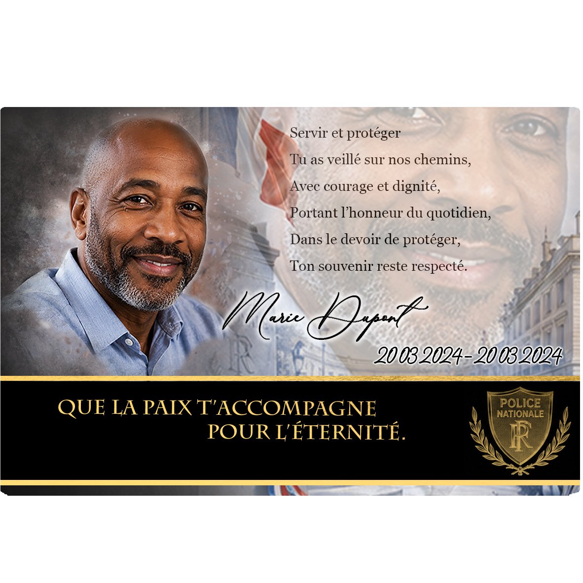Plaque Panoramique Police effet Crayon, ambiance complète portrait + fond