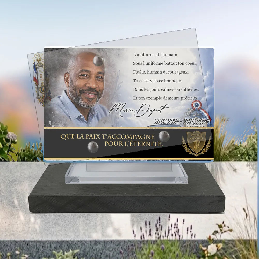 Plaque Panoramique Police à poser sur socle ardoise du Brésil