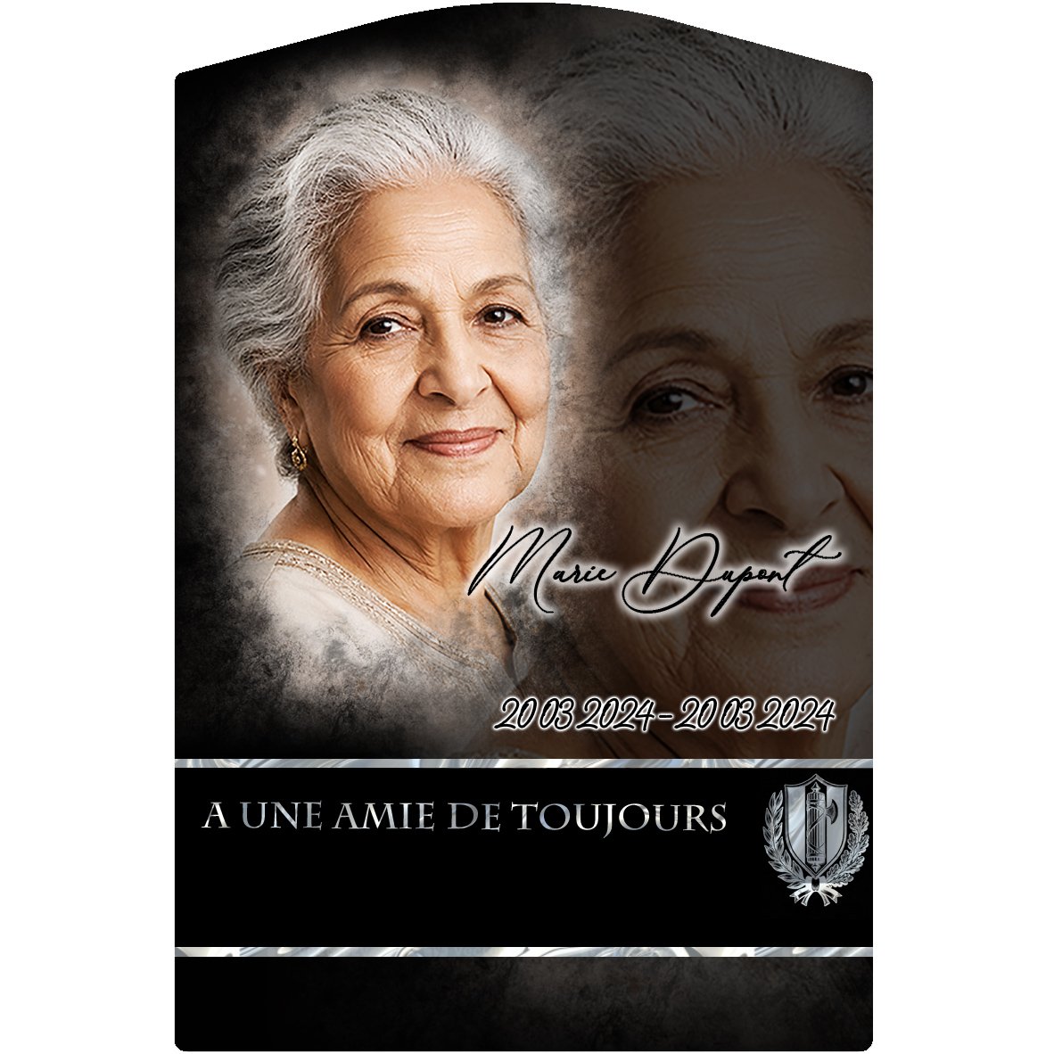 Plaque Stèle Police effet Crayon, ambiance complète portrait + fond