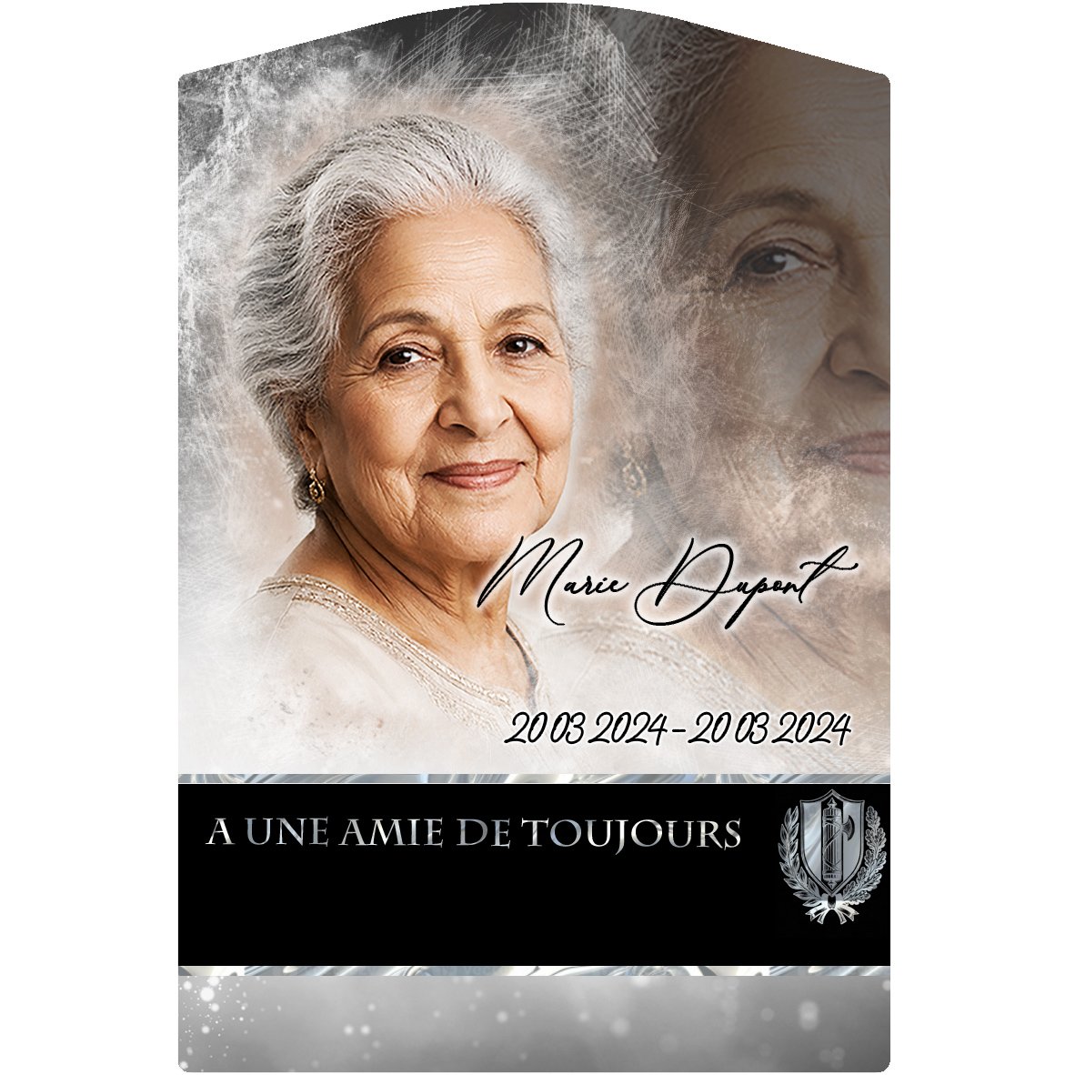 Plaque Stèle Police effet Pastel, ambiance complète portrait + fond