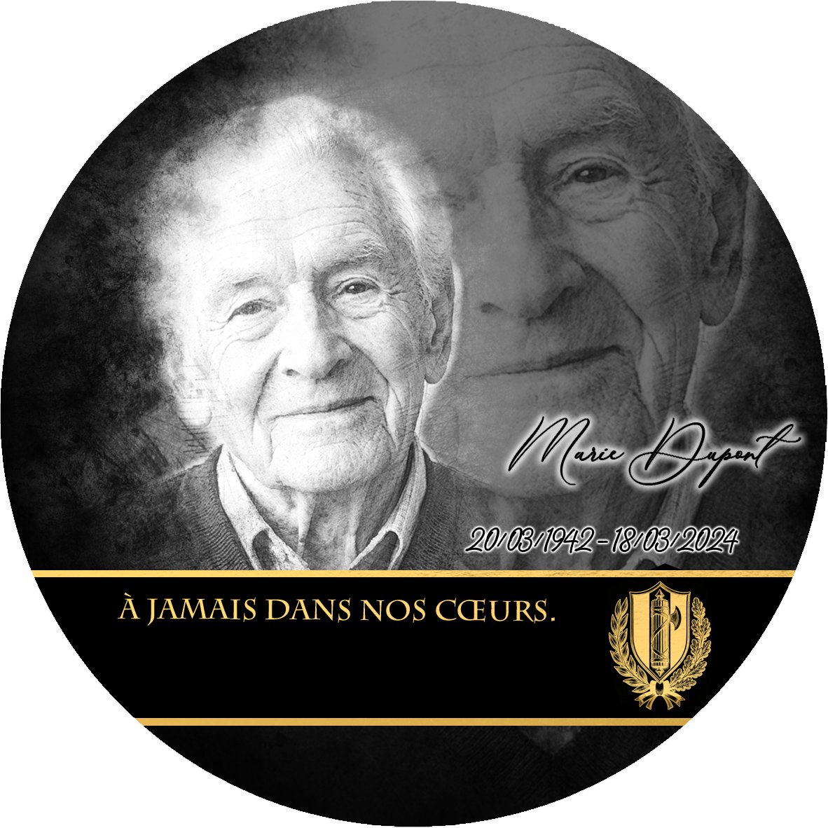 Plaque Circulaire Police effet Crayon, ambiance complète portrait + fond