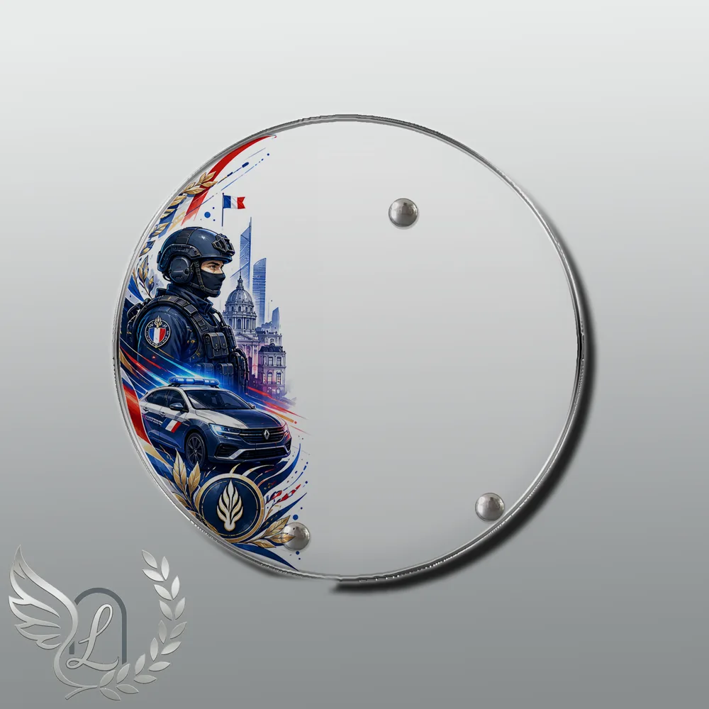 Plaque Circulaire Police nue motif 01