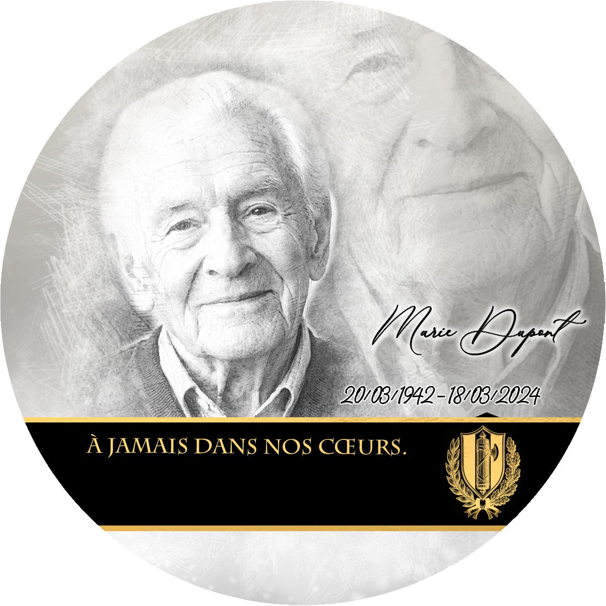 Plaque Circulaire Police effet Pastel, ambiance complète portrait + fond