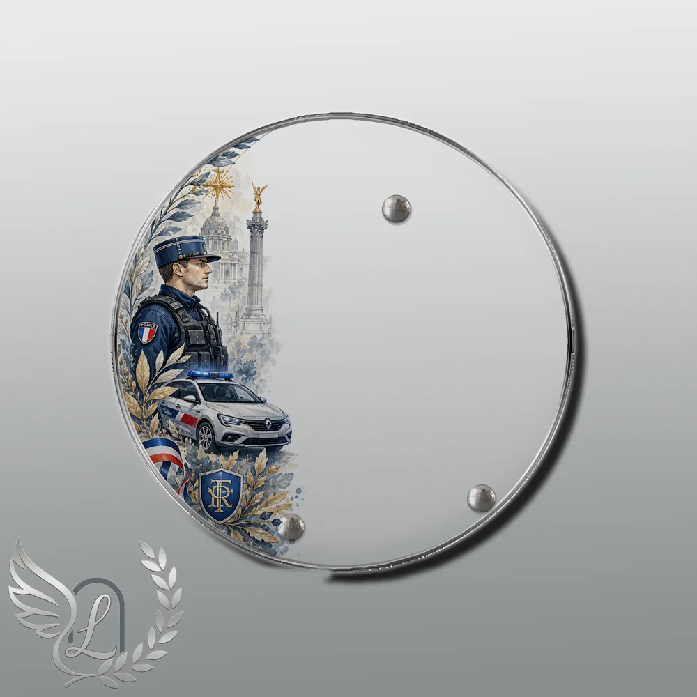 Plaque Circulaire Police nue motif 02