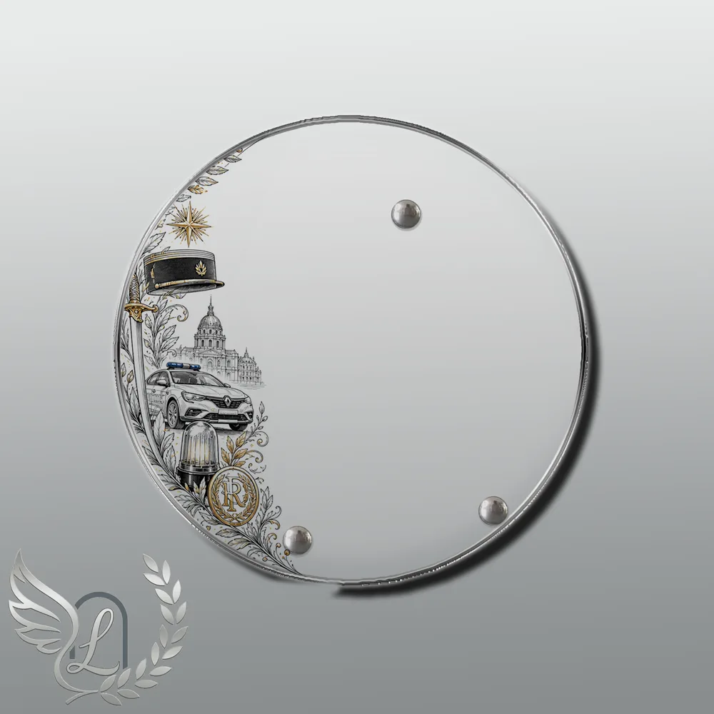 Plaque Circulaire Police nue motif 03