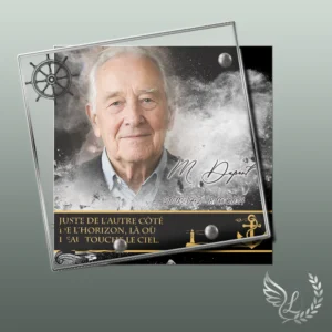 Plaque funéraire carré marin collée sur pierre tombale, double-face professionnel inclus, 1er sous-décor du thème