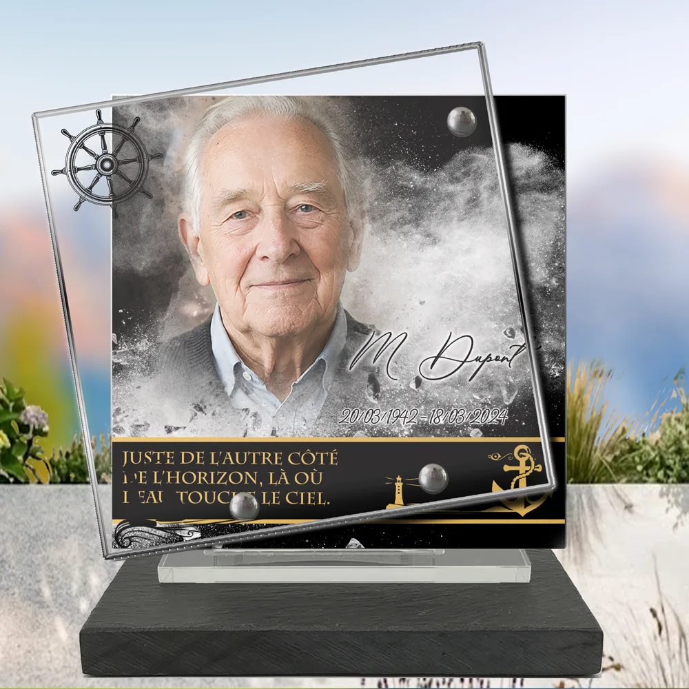 Plaque Carré Marin à poser sur socle ardoise du Brésil