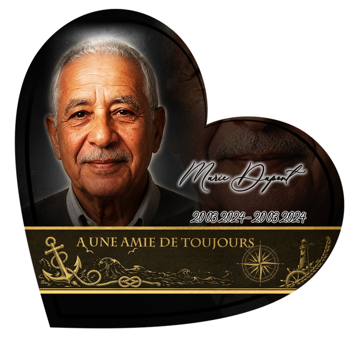 Plaque Cœur Marin effet Crayon, ambiance complète portrait + fond