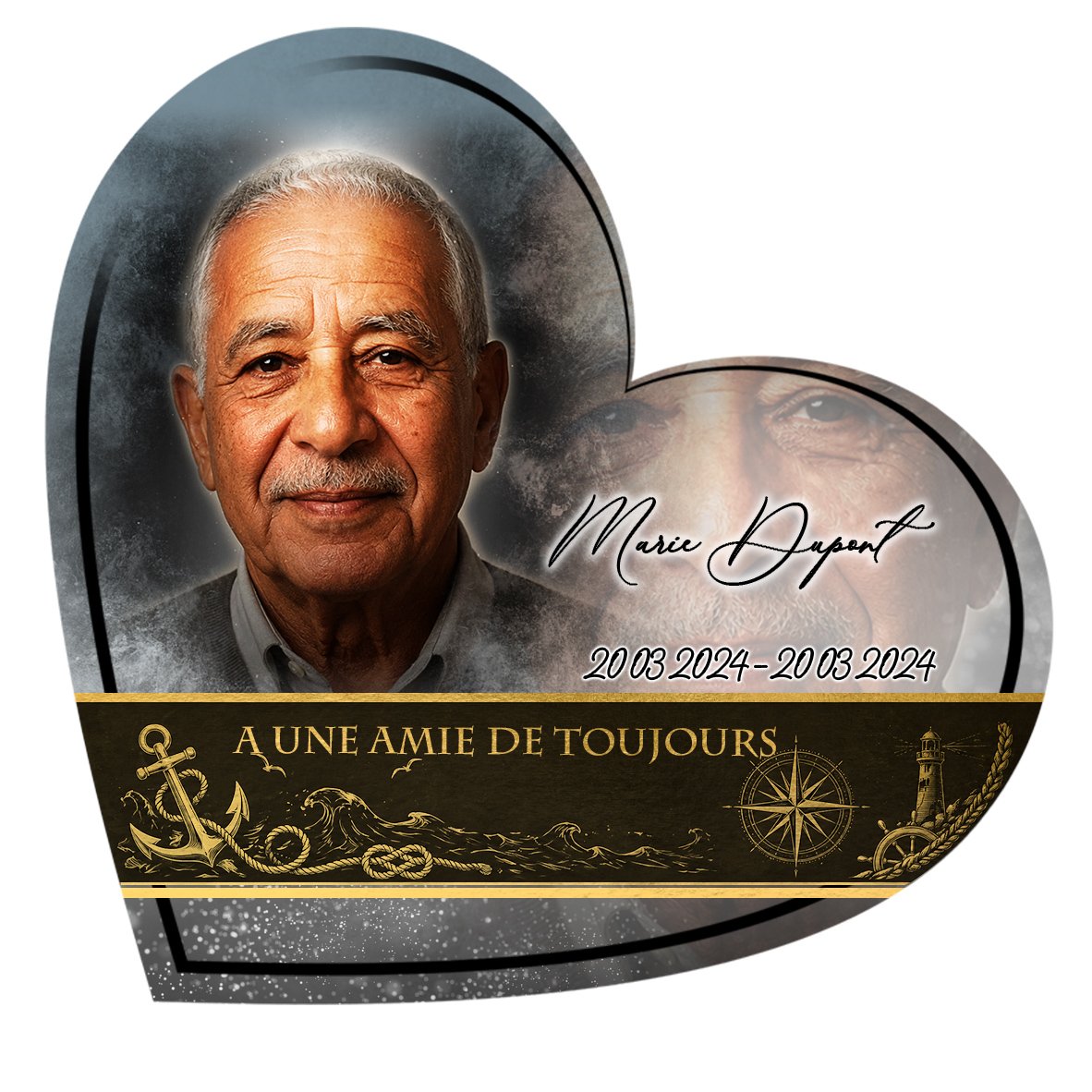 Plaque Cœur Marin effet Pastel, ambiance complète portrait + fond