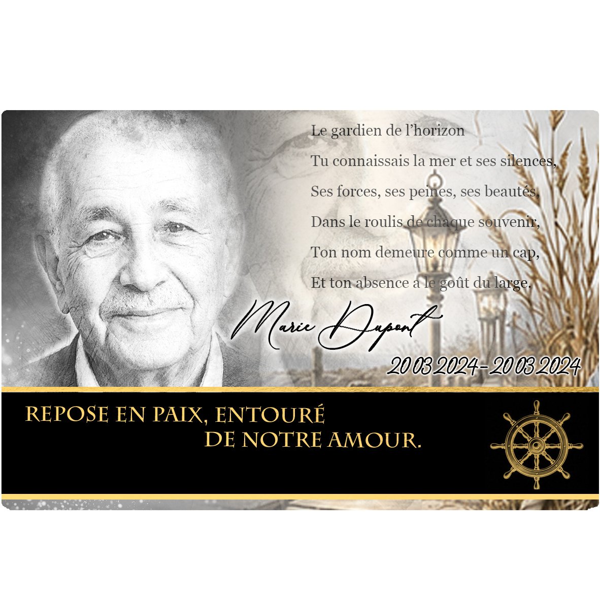 Plaque Panoramique Marin effet Pastel, ambiance complète portrait + fond
