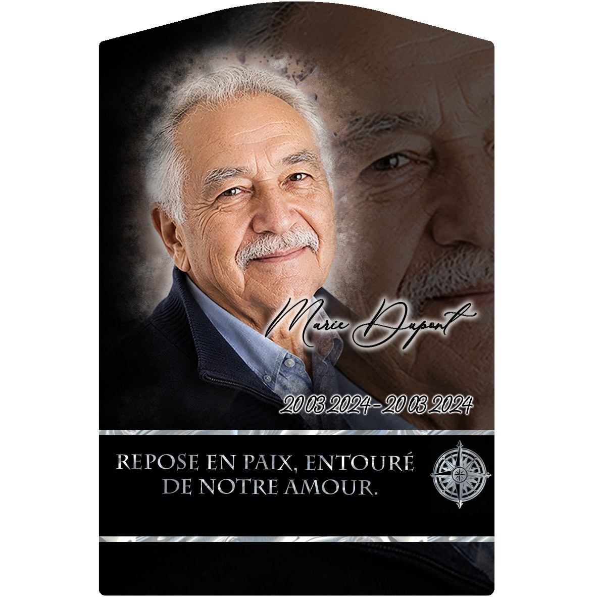 Plaque Stèle Marin effet Crayon, ambiance complète portrait + fond