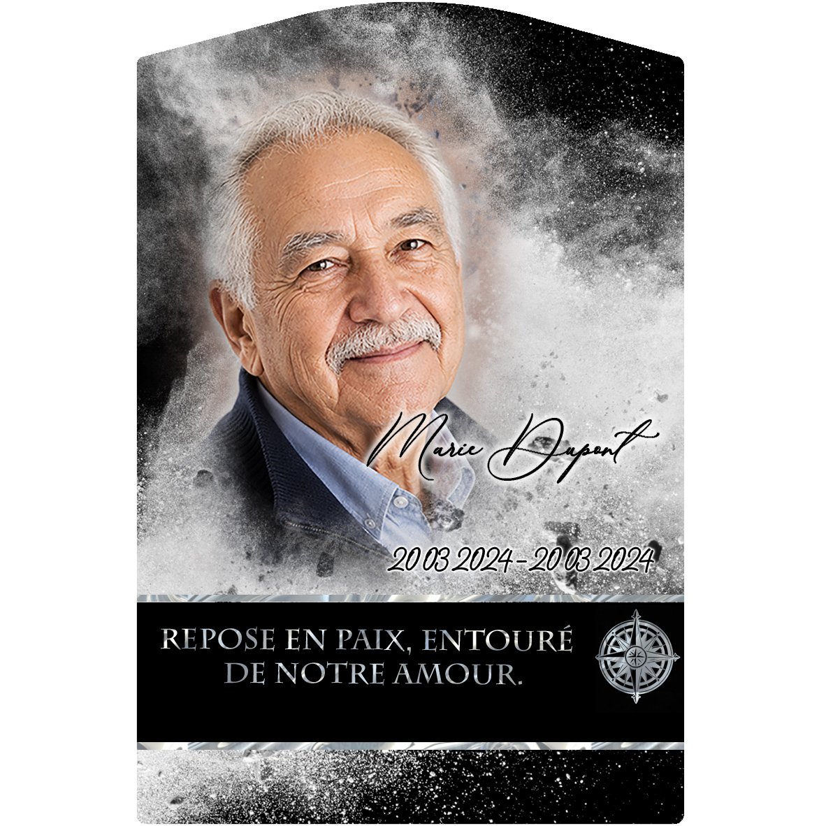 Plaque Stèle Marin effet Éclat, ambiance complète portrait + fond