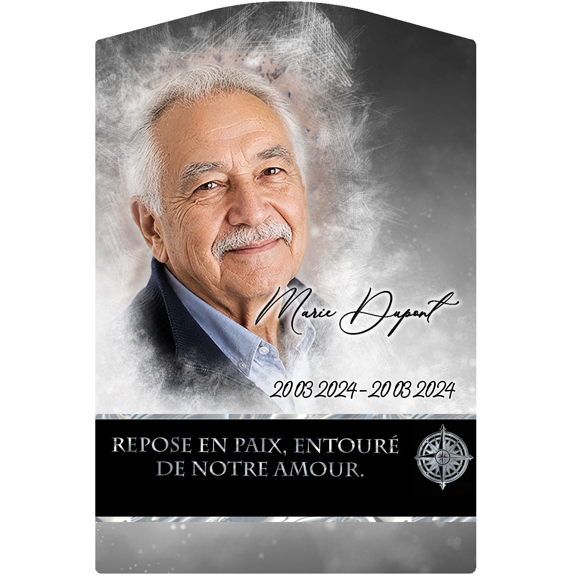 Plaque Stèle Marin effet Pastel, ambiance complète portrait + fond