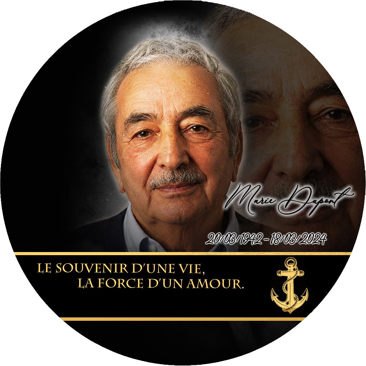 Plaque Circulaire Marin effet Crayon, ambiance complète portrait + fond